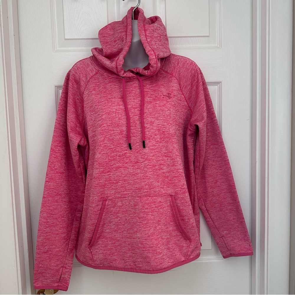 Under Armour Women's Size XL Pink ColdGear Hoodie Sweatshirt Fleece Thumbholes
